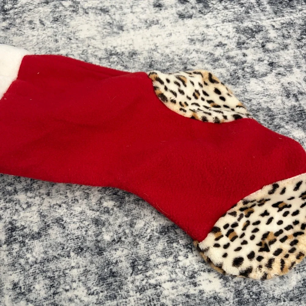 Russ Black Lab Puppy Dog 3D Plush Christmas Stocking Leopard Print Holiday Decor